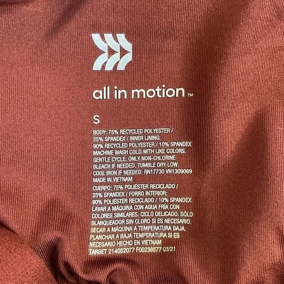 All In Motion Athletic Size Small Burnt Red Color Light Support Bra New With Tag - Picture 7 of 8